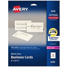 Avery Business Card, 3.5 x 2, Uncoated, Ivory, 250/Pack (5376)