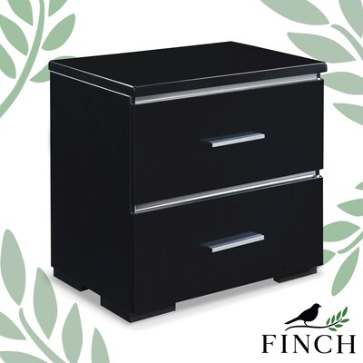 Finch Belmont 2 Drawer Nightstand, Black (FUTB10143B)