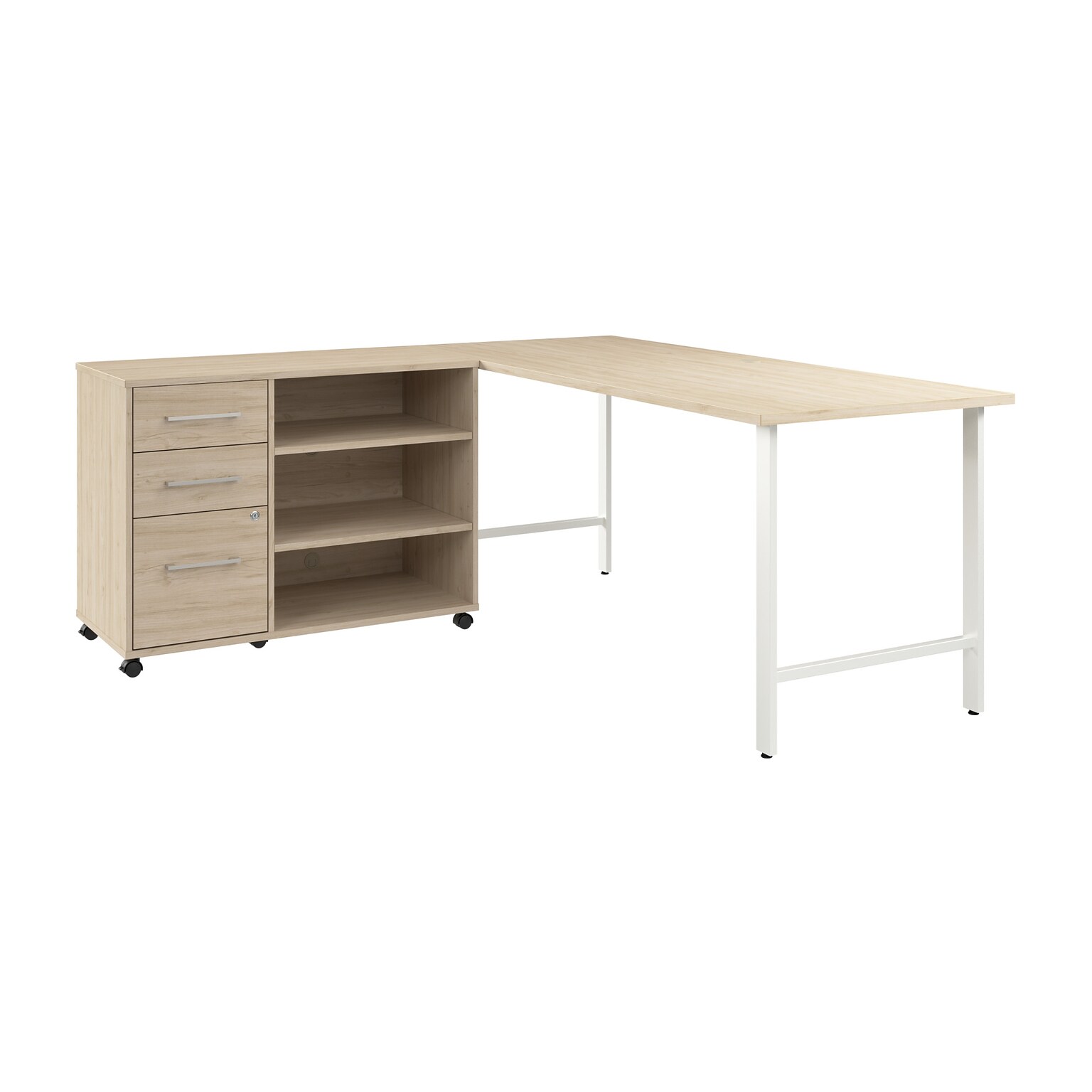 Bush Business Furniture Hustle 72W Computer Desk and Storage Cabinet with Drawers and Shelves, Natural Elm (HUS010NE)