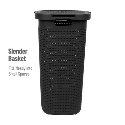 Mind Reader 15.85-Gallon Laundry Hamper with Lid, Plastic, Black (60HAMP-BLK)