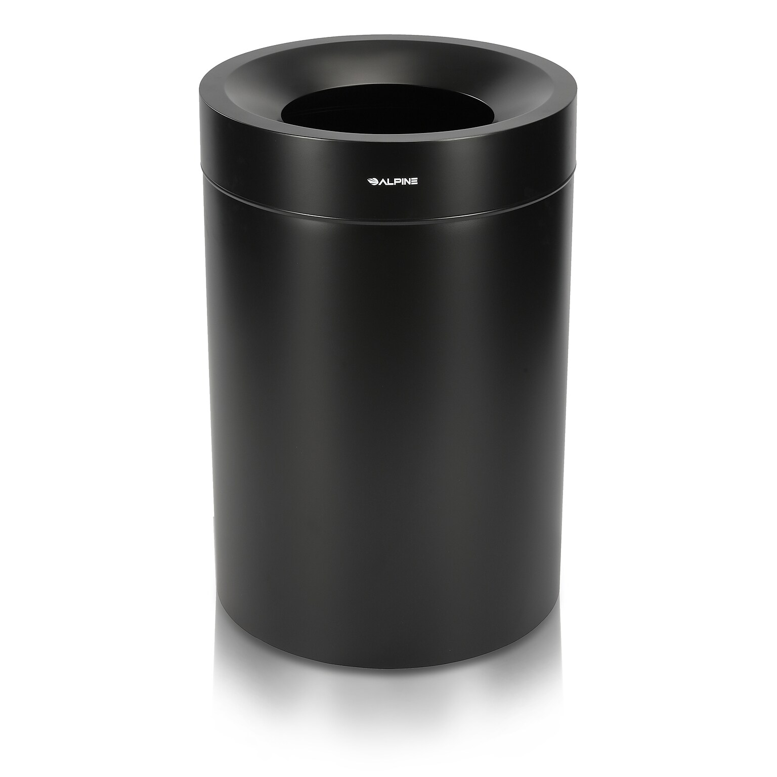 Alpine Industries Stainless Steel Trash Can, 50 Gallon, Black (ALP475-50-BLK)