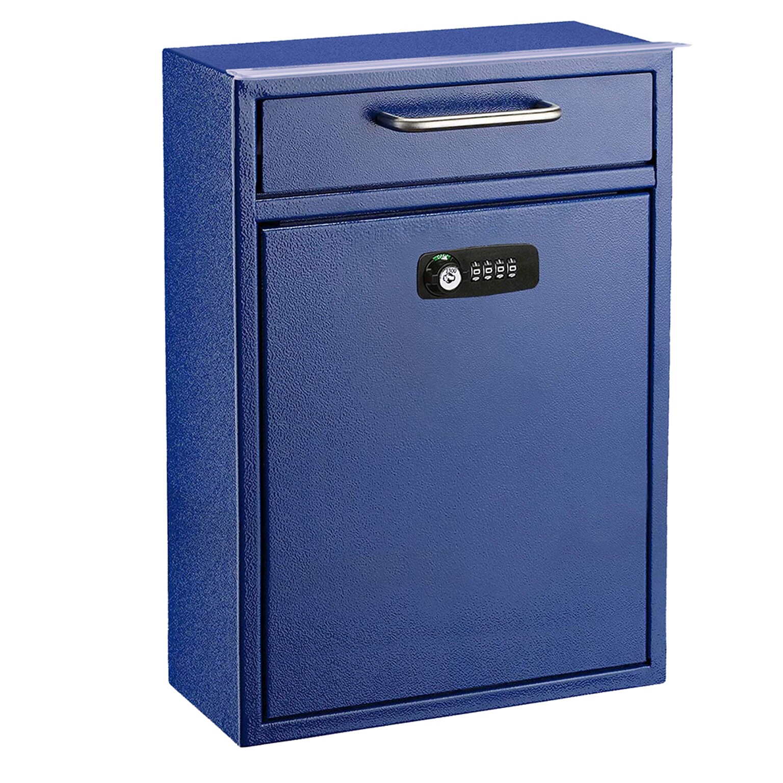 AdirOffice Steel Locking Wall Mounted Drop Box Interoffice Mailbox with Key and Combination Lock , Blue (631-04-BLU-KC-PKG)
