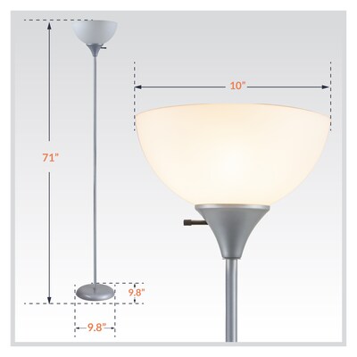 Newhouse Lighting Henry 71" Silver Floor Torch Lamp with Round Shade (NHFL-HE-SI)