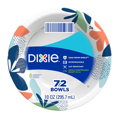 Dixie Paper Bowl, 10 oz., White, 72 Bowls/Pack (15981)
