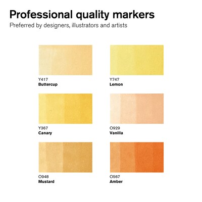 Winsor & Newton Promarker Dual-Tip Alcohol Based Marker, Yellow Tones, 6/Pack (WNX0290157)