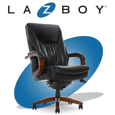 La-Z-Boy Big & Tall Edmonton Ergonomic Bonded Leather Swivel Executive Chair, Black (45764A)