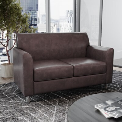 Flash Furniture Hercules Diplomat LeatherSoft Loveseat, Brown/Chrome Legs (BT8272BNCHR)