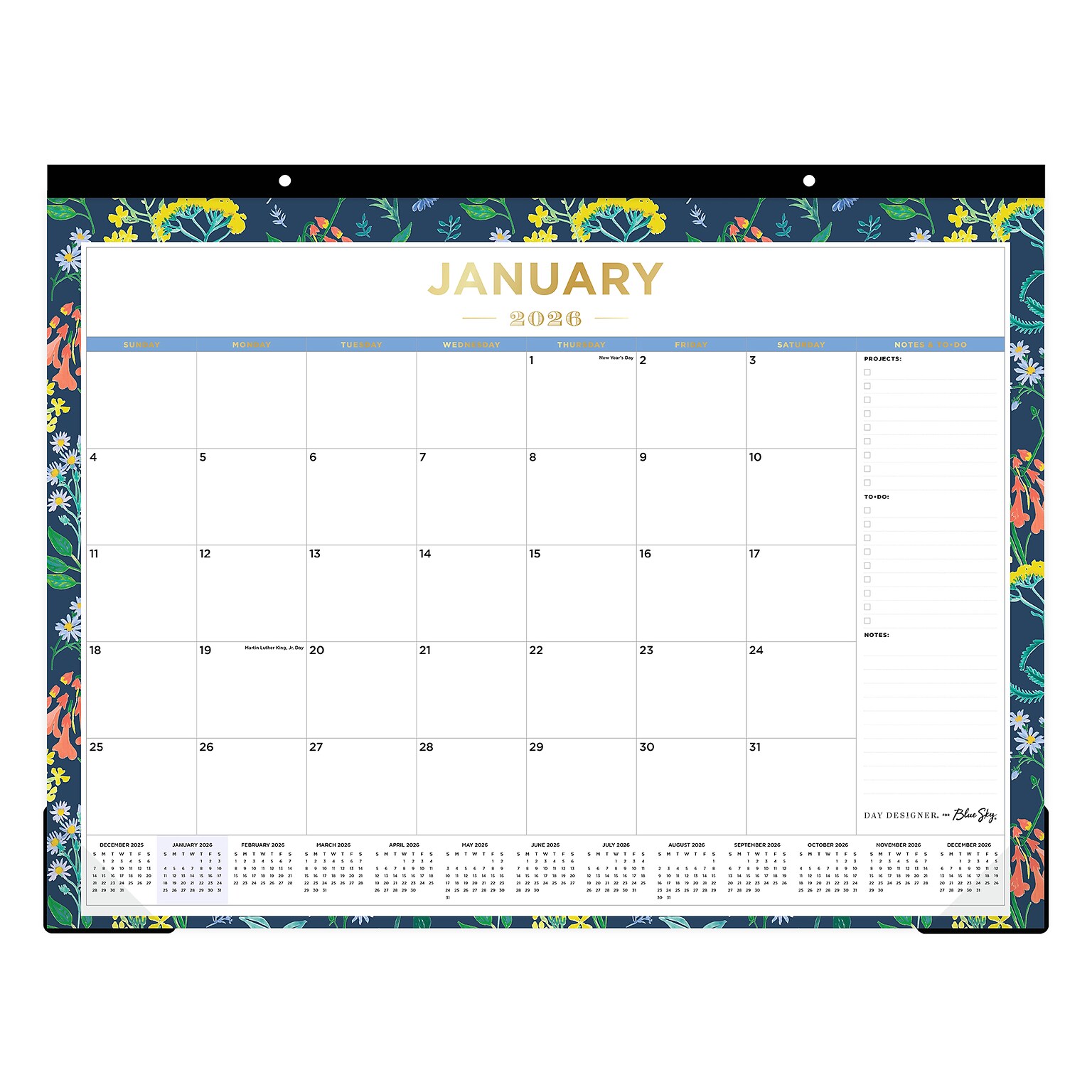 2026 Day Designer for Blue Sky Meadow 22 x 17 Monthly Desk Calendar (148689-26)
