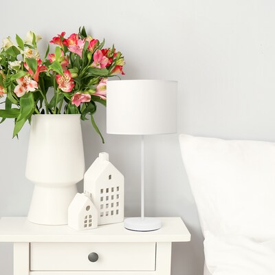 Simple Designs White Stick Lamp Fabric Shade, White (LT2040-WOW)