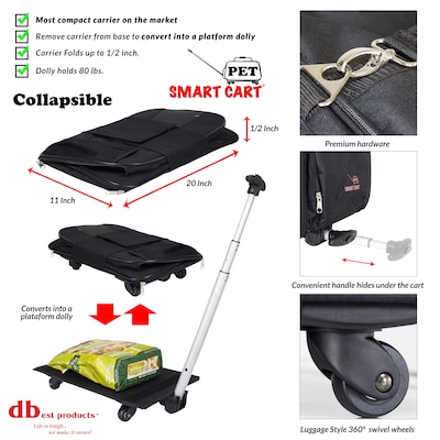 Dbest Smart Cart Pet Carrier with Wheels, Black (08-043)
