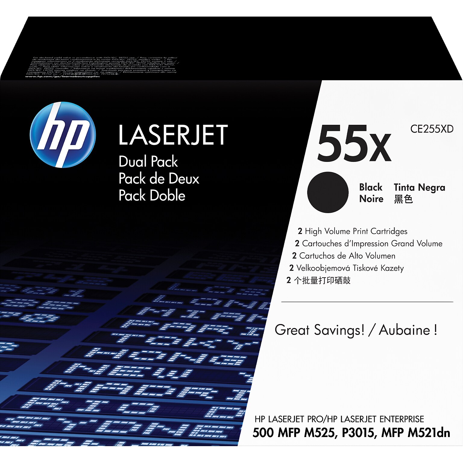 HP 55X Black High Yield Toner Cartridge, Prints Up to 13,500 Pages (CE255XD)