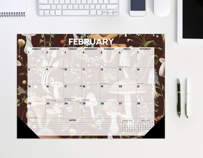 2026 Willow Creek Woodland Mushroom 17" x 12" Monthly Desk Pad Calendar (57186)