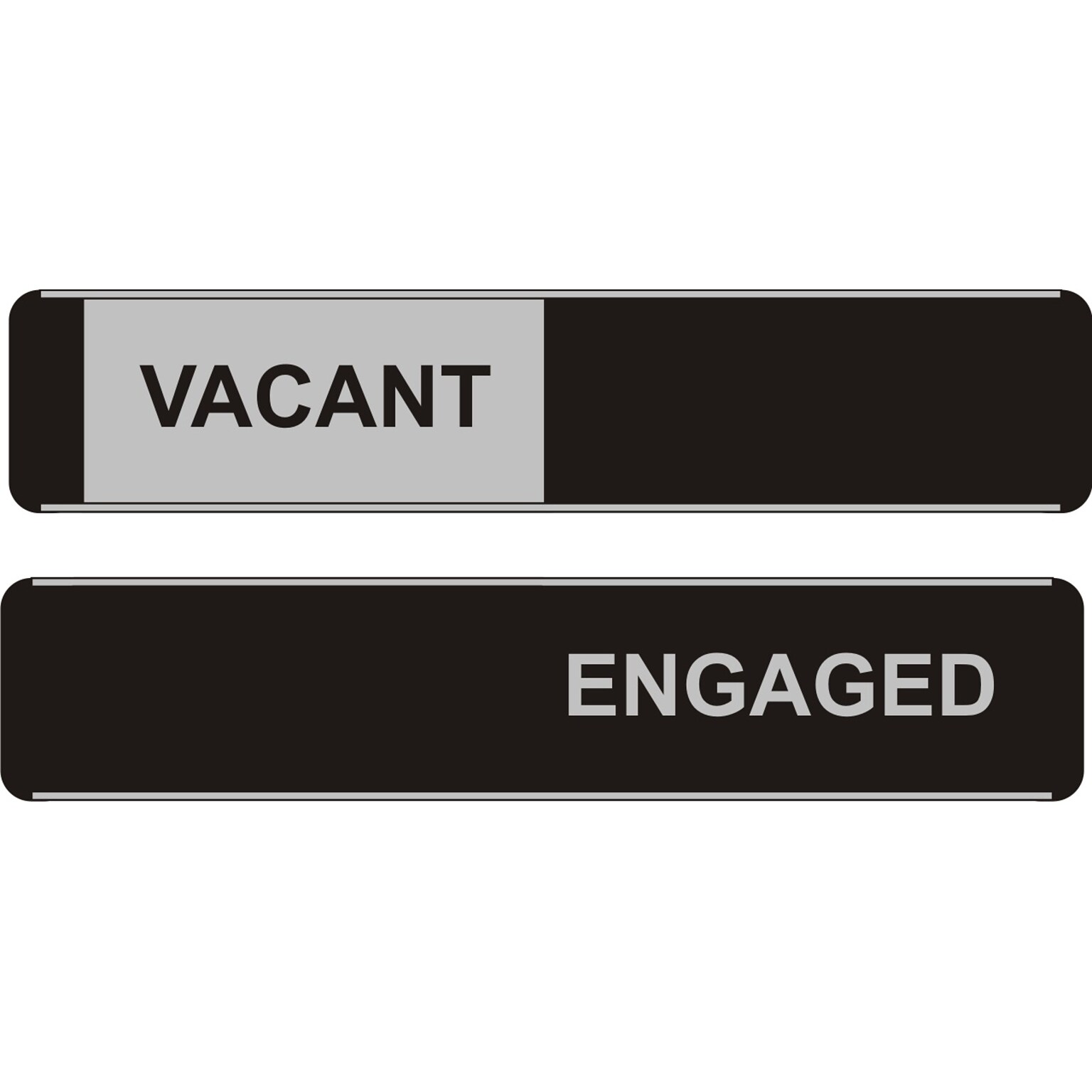 Seco Adhesive Vacant/Engaged Sliding Sign, 10 x 2, Black/Gray (OF142)