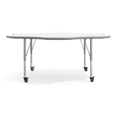 Flash Furniture Wren 60" Flower Activity Table, Height Adjustable, White Top/Silver Frame (XUA60FLRWHTPC)