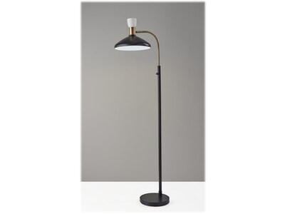 Adesso Patrick 61" Matte Black/Antique Brass Floor Lamp with Cone Shade (3759-01)