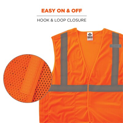 Ergodyne GloWear 8215BA High Visibility Sleeveless Safety Vest, ANSI Class R2, Orange, 4XL/5XL (21069)