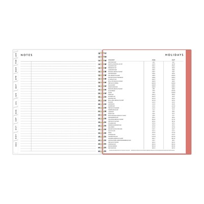 2026 Blue Sky Bespoke Letterpress Pomegranate Blush 8" x 10" Calendar Year Monthly Planner, Faux Leather Cover (156221)