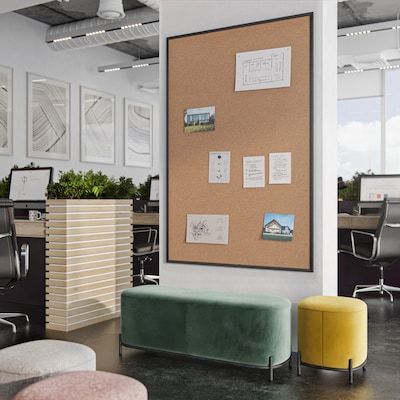 U Brands Cork Bulletin Board, Black Frame, 6' x 4' (2882U00-01)