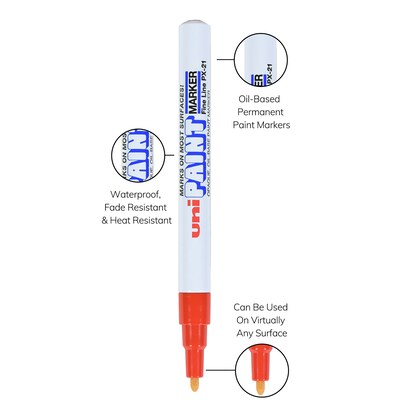 uni PAINT PX-21 Oil-Based Paint Marker, Fine Line, Red (63702)