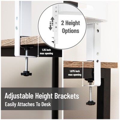 Mind Reader Clamp-On 2-Compartment Metal Desk Shelf, White (DESX2T-WHT)