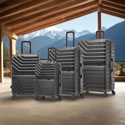 InUSA Aurum 4-Piece Hardside Spinner Luggage Set, TSA Checkpoint Friendly, Black (IUAURSMLXL-BLK)
