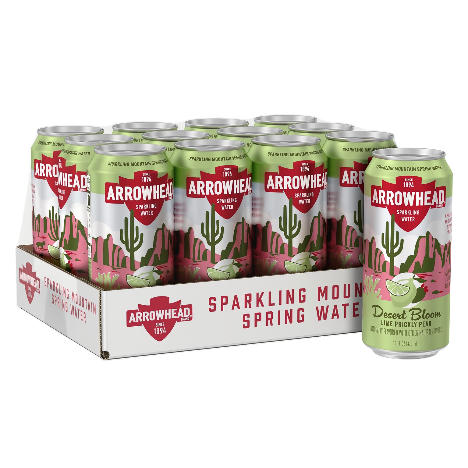 Arrowhead Lime Prickly Pear Flavored Sparkling Spring Water 12 oz., 24/Carton (19990630)