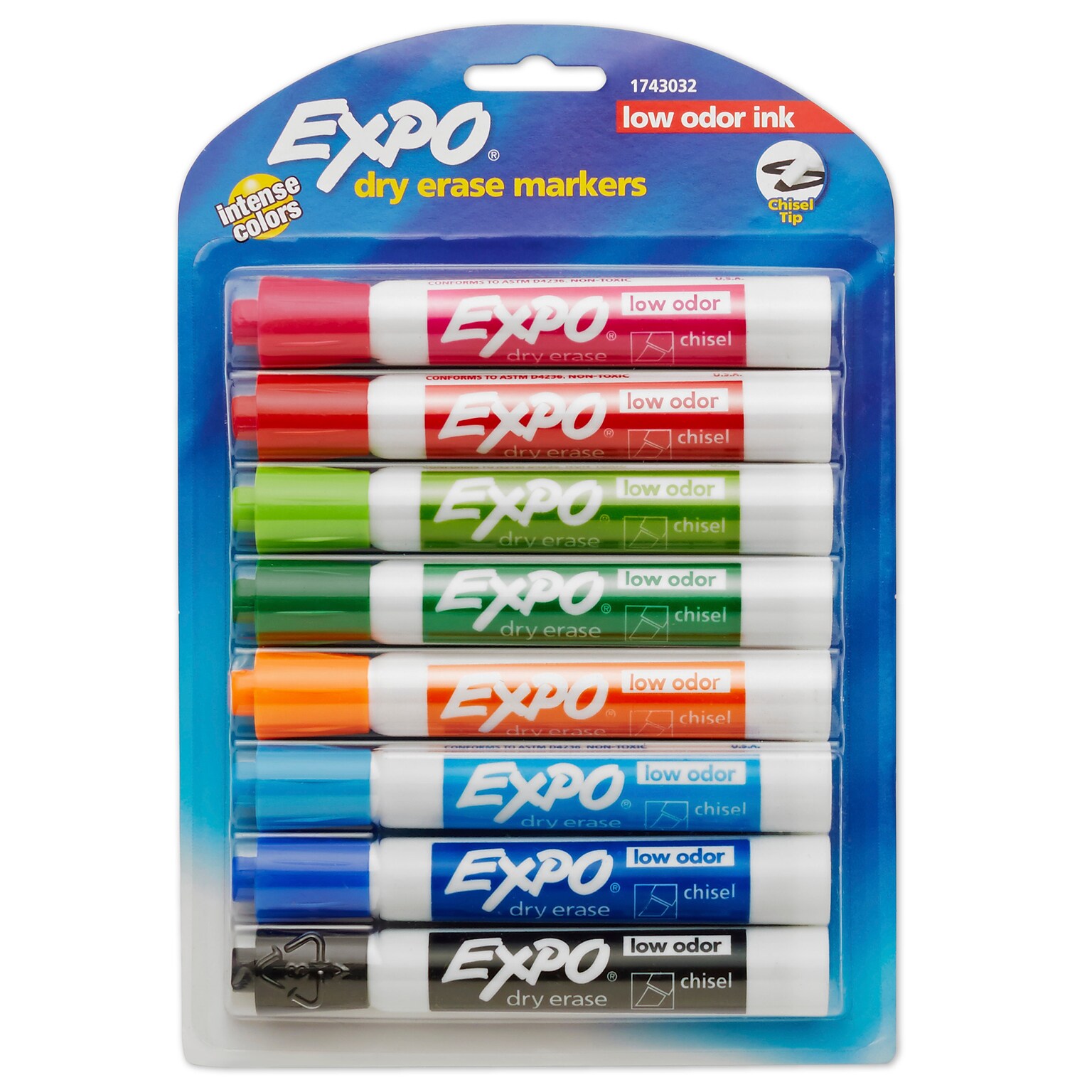 Expo Tank Dry Erase Markers, Chisel Tip, Assorted Inks, 8/Pack (1743032)