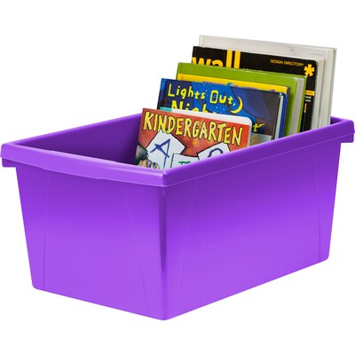 Storex Plastic Medium Classroom Storage Bin, 16.75"x 11.87"x 8.28", Purple, Pack of 2 (STX61486U06C-2)