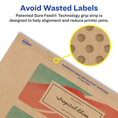 Avery Laser/Inkjet Rectangle Multipurpose Labels, 4" x 5", Kraft Brown, 30 Labels/Pack ( 94253)