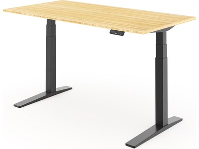 FlexiSpot E7 Pro 60W Electric Adjustable Bamboo Standing Desk, Bamboo/Black (E7BPRO6030-LBZB)