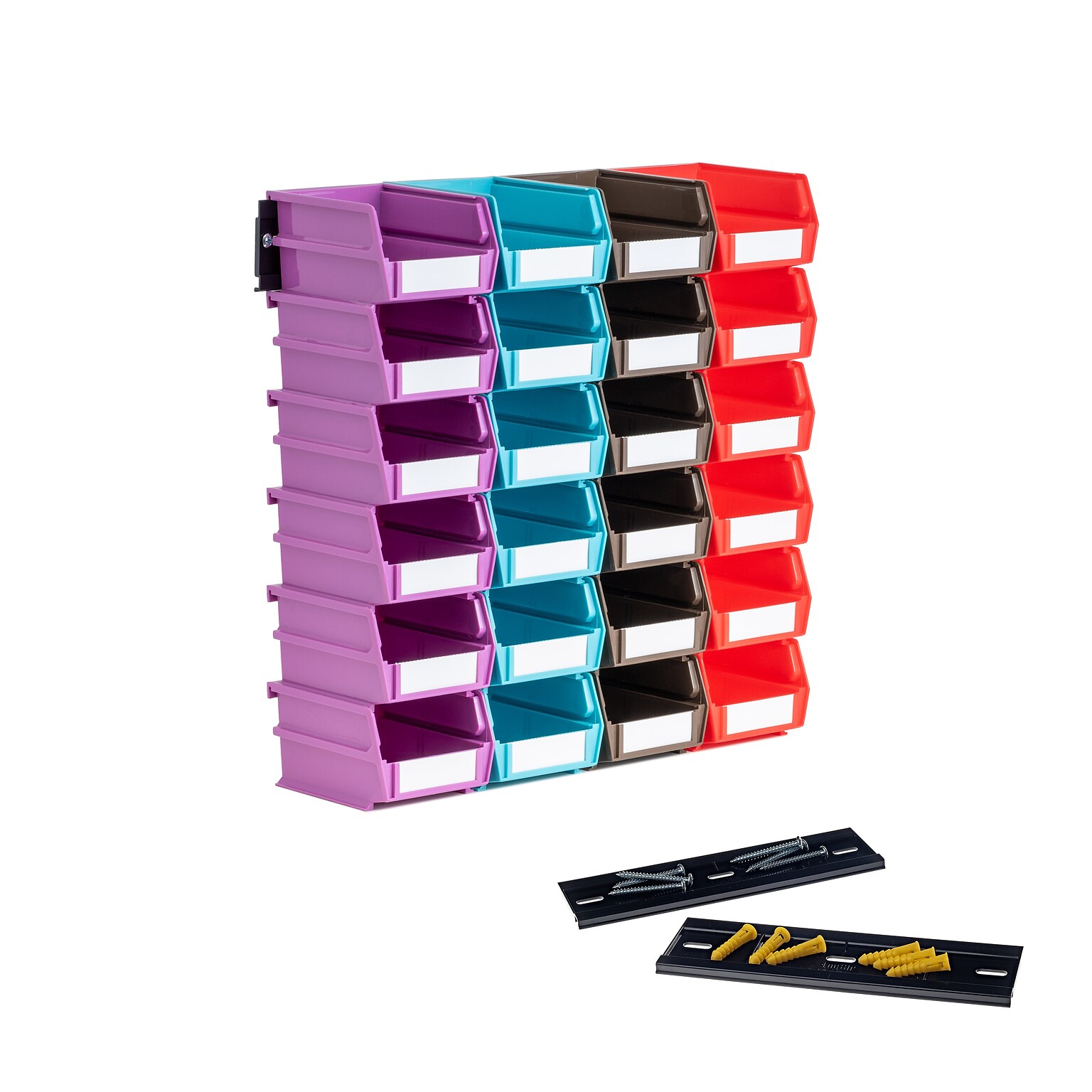 Triton Products LocBin Stackable Storage Bin, 3 x 4.12x 5.37, Multicolor, 24/Pack (3-210MCWS)