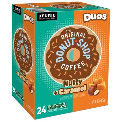 The Original Donut Shop Duos Nutty + Caramel Coffee Keurig® K-Cup® Pods, Medium Roast, 96/Carton (374764CT)