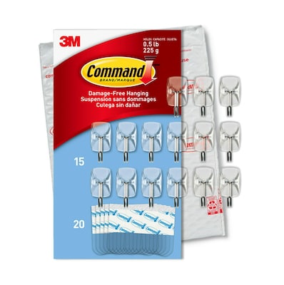 Command Small Wire Hooks, Clear, 15 Hooks/Pack (17067CLR-15NA)