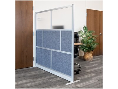 Luxor Modular Room Divider Starter Wall, 70"H x 70"W, Gray PET/Frosted Acrylic (MW-7070-FCG)