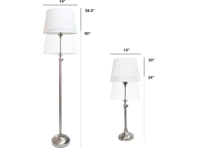 Lalia Home Perennial 58.5"/30" Brushed Nickel Three-Piece Floor/Table Lamp Set with Tapered Shades (LHS-1005-BN)