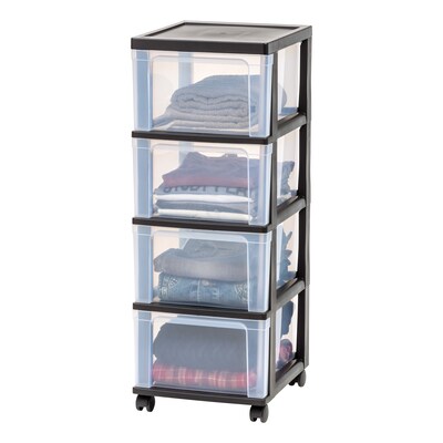 Iris Narrow Chest, 4 Drawer, Black, 2/Pack (575002)