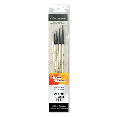 Daler-Rowney Simply Simmons Dot the Eyes Mixed Media Synthetic Brushes, 4/Set, 2 Sets/Bundle (DRWD255400007-2)