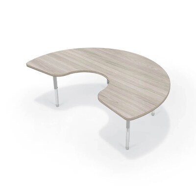 MooreCo Hierarchy Kidney Shaped Table, 72W x 48D, Grey Elm/Platinum Base (703673562867)