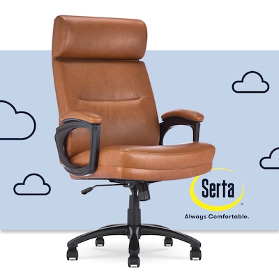 Serta Comfort Big & Tall Ergonomic Bonded Leather Swivel Executive Chair, Cognac (CHR10131D)