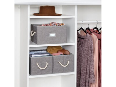 Honey-Can-Do Large Stackable Folding Fabric Storage Bins, 8.3" x 10.2" x 14.7", Heather Gray, 3/Set (SFT-09684)