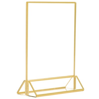 Excello Global Products Generic Holder, 5" x 7", Vertical, Desktop/Countertop, Gold Acrylic (SGNH-GT-5X7)