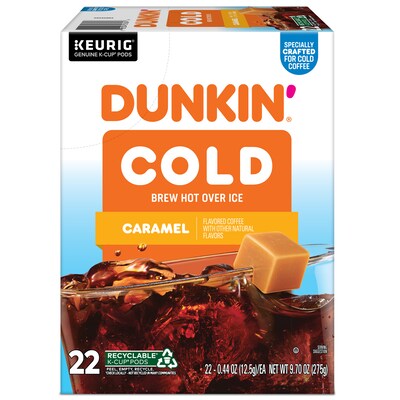 Dunkin' Cold Caramel Iced Coffee Keurig® K-Cup® Pods, Medium Dark Roast, 88/Carton (5000375314CT)