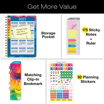 2026-2027 Excello Brands 8" x 5.5" Academic Weekly & Monthly Planner, Paperboard Cover, Rainbow Petals (FSHN-AY26-58-41)