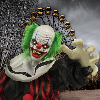 Haunted Hill Farm Life-Size Animatronic Crouching Clown (HHCLOWN-12FLSA)