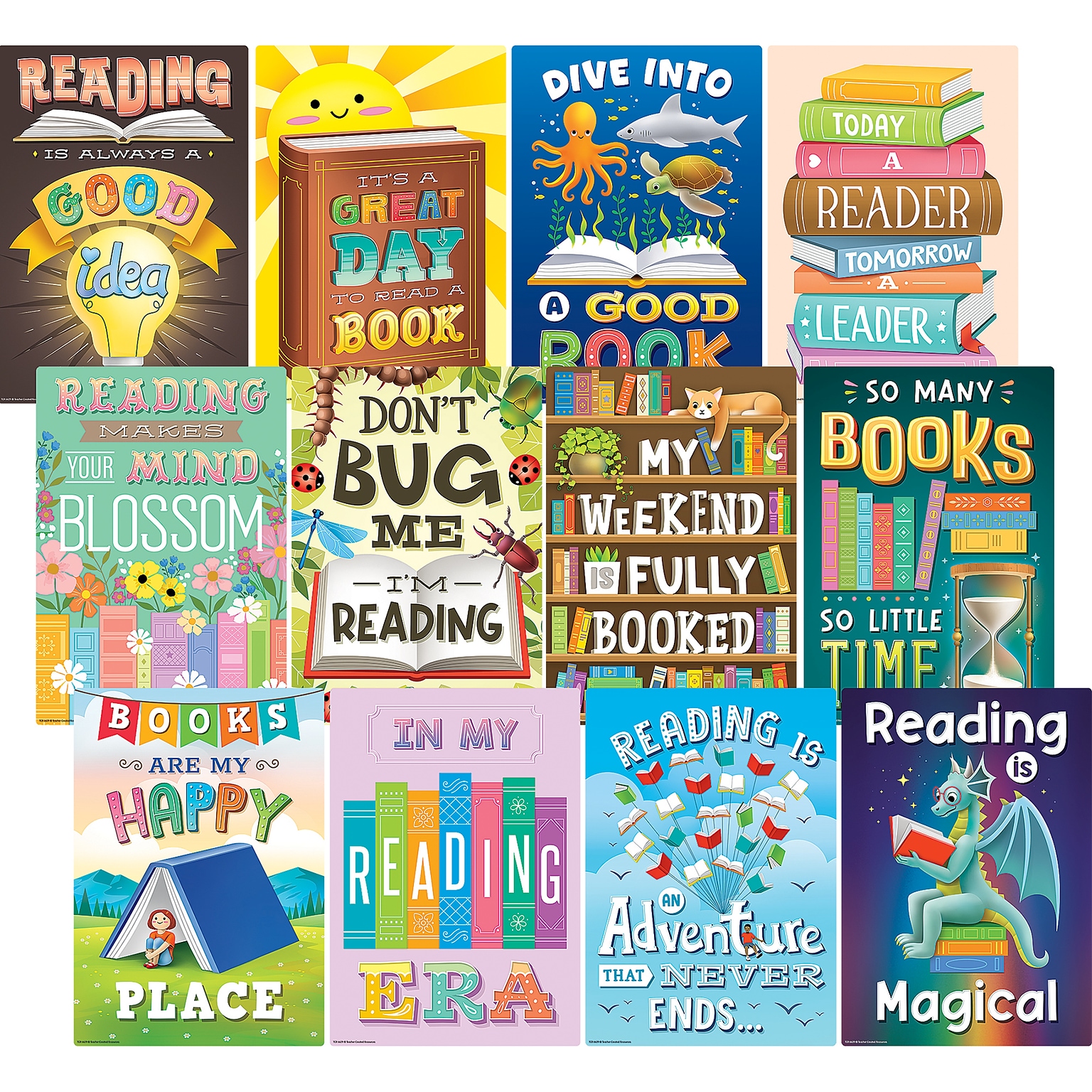 Teacher Created Resources 11 x 15-3/4 Reading Is Fun Small Poster Pack, 12/Pack (TCR6629)