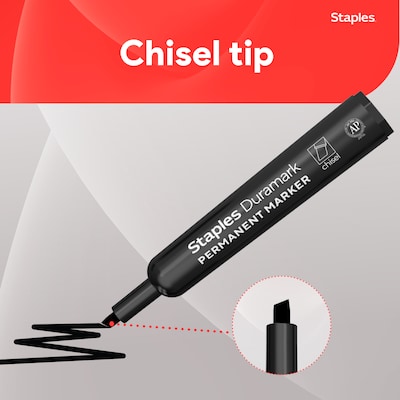 Staples Duramark Tank Marker, Chisel Tip, Black, 36/Pack (ST62928)
