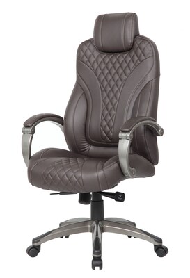 Boss Ergonomic LeatherPlus Swivel Executive Chair, Brown (B8871P-BB)