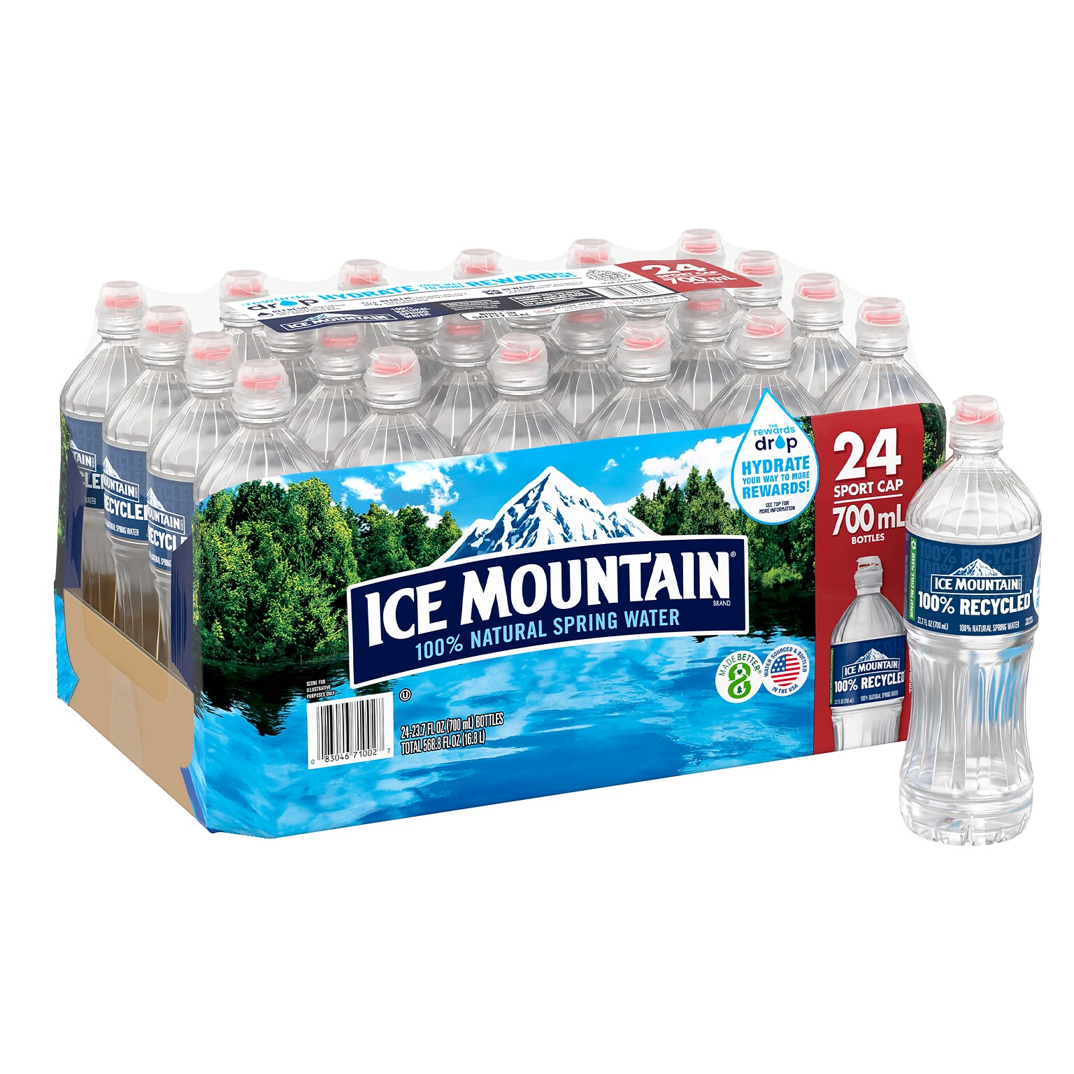 Ice Mountain Sport Cap 100% Natural Spring Water, 23.7 oz., 24/Carton (12087164)