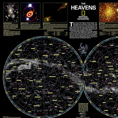 National Geographic The Heavens Map, Laminated, 30.5 x 22.75 (NGMRE00620136)