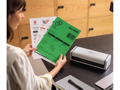 Brother ADS-1350W Duplex Portable Document Scanner, White/Black